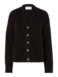 RELAXED FIT WOLLGEMISCH STRICKJACKE, Black, highres