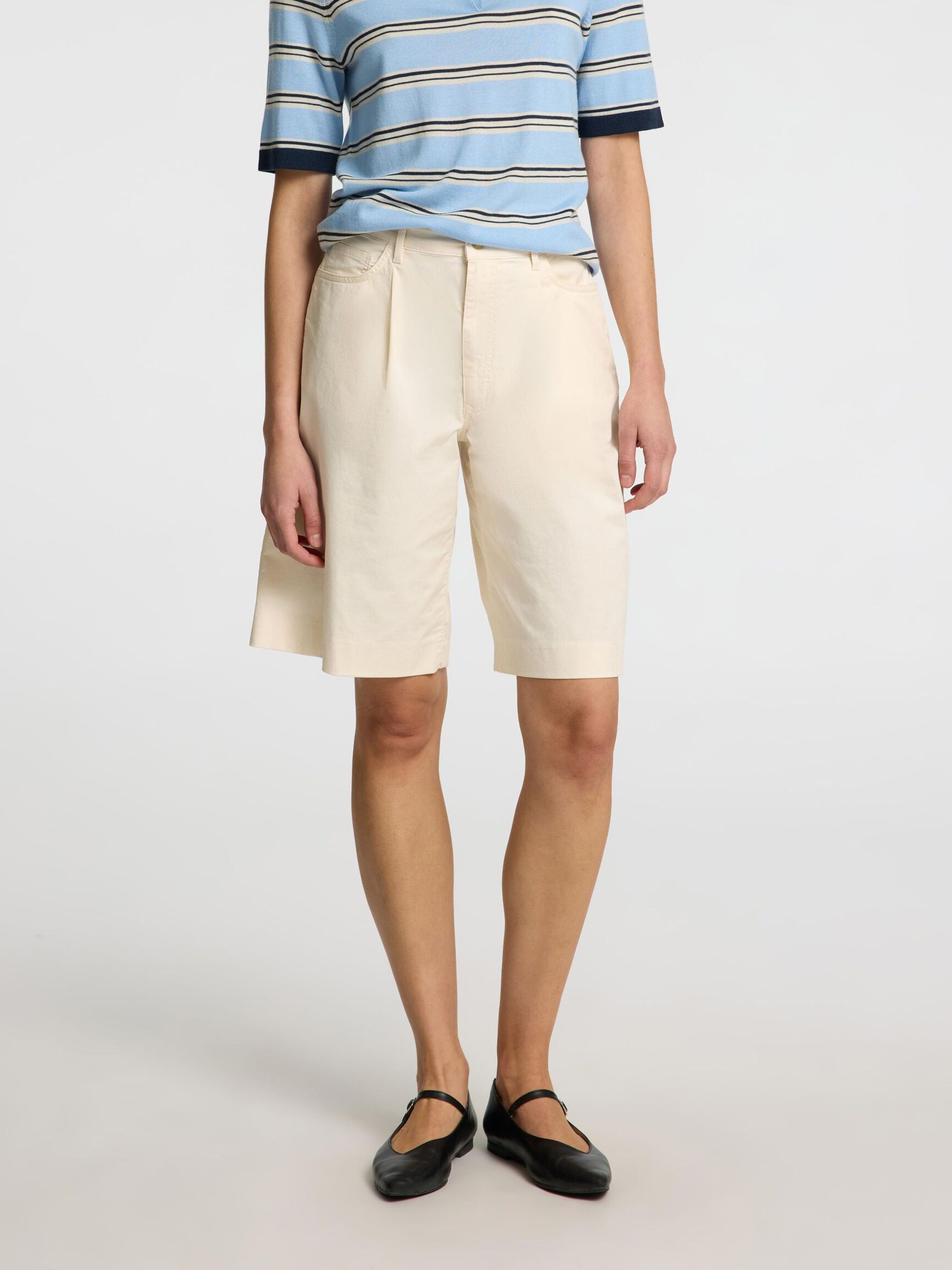 BAUMWOLL BERMUDASHORTS, Birch, highres