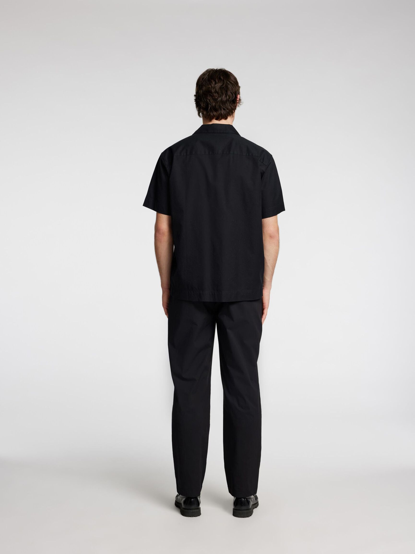 BRODERT KORTERMET SKJORTE, Black, highres