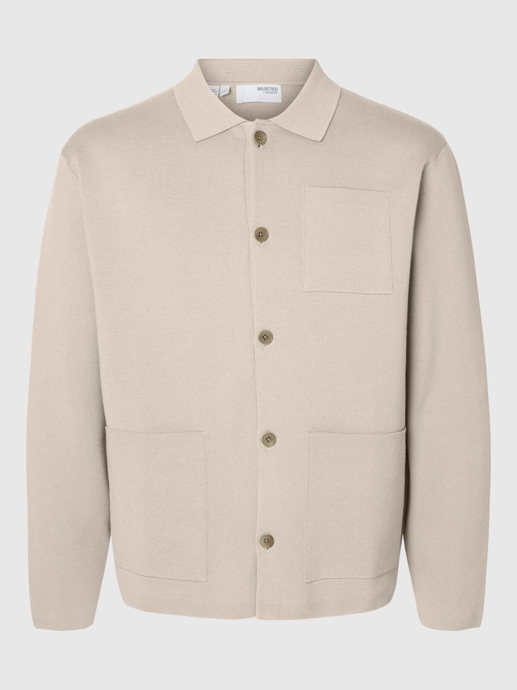 RELAXED FIT KNITTED CARDIGAN, Oatmeal, highres