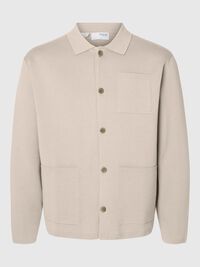 RELAXED FIT KNITTED CARDIGAN, Oatmeal, highres