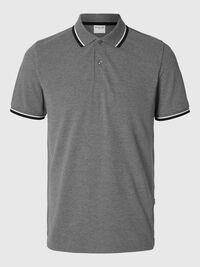 SHORT SLEEVED POLO SHIRT, Medium Grey Melange, highres