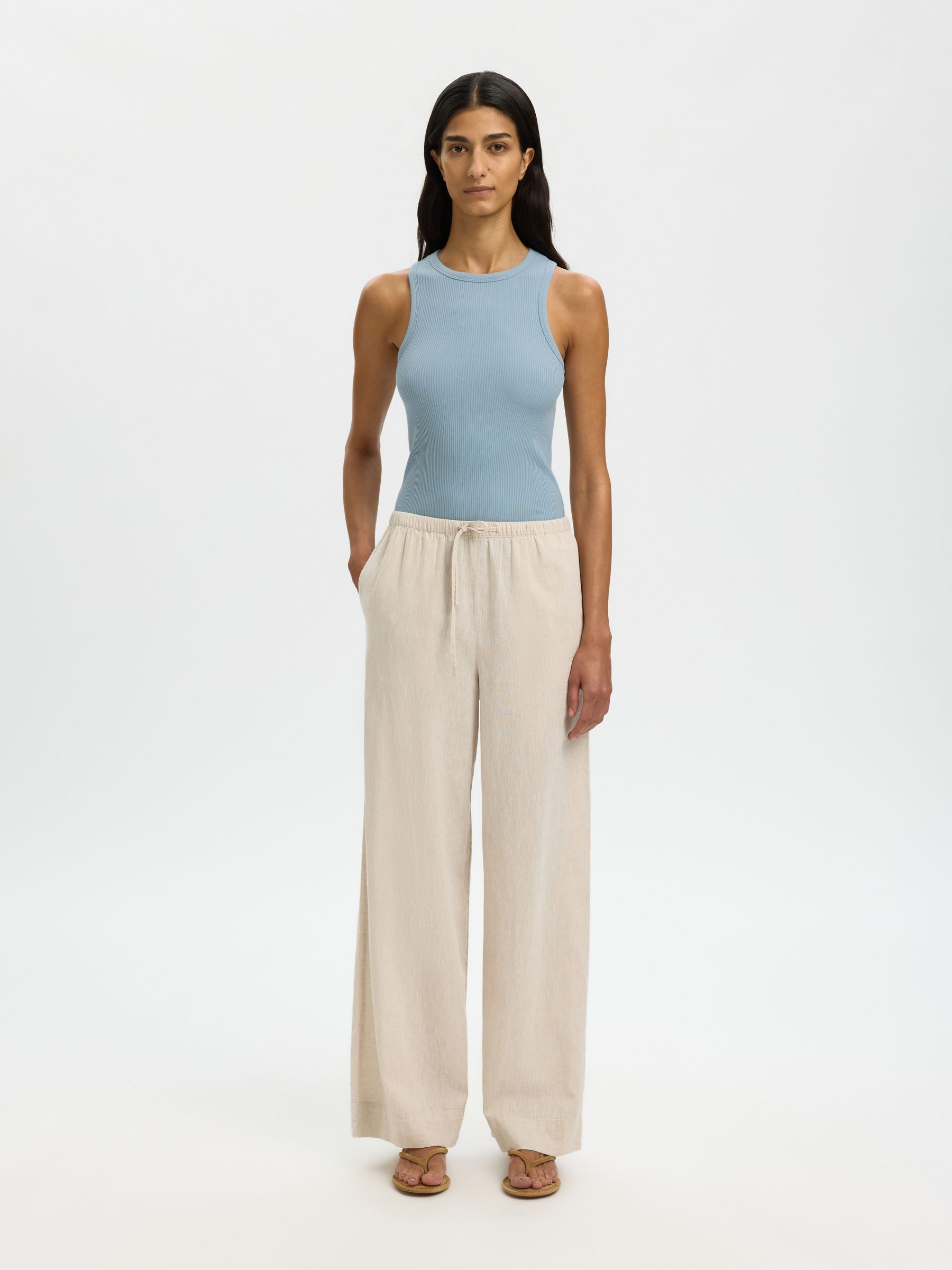 RIBBED TANK TOP, Dusty Blue, highres