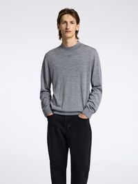100% MERINOULL TRÖJA MED FUSKKRAGE, Medium Grey Melange, highres