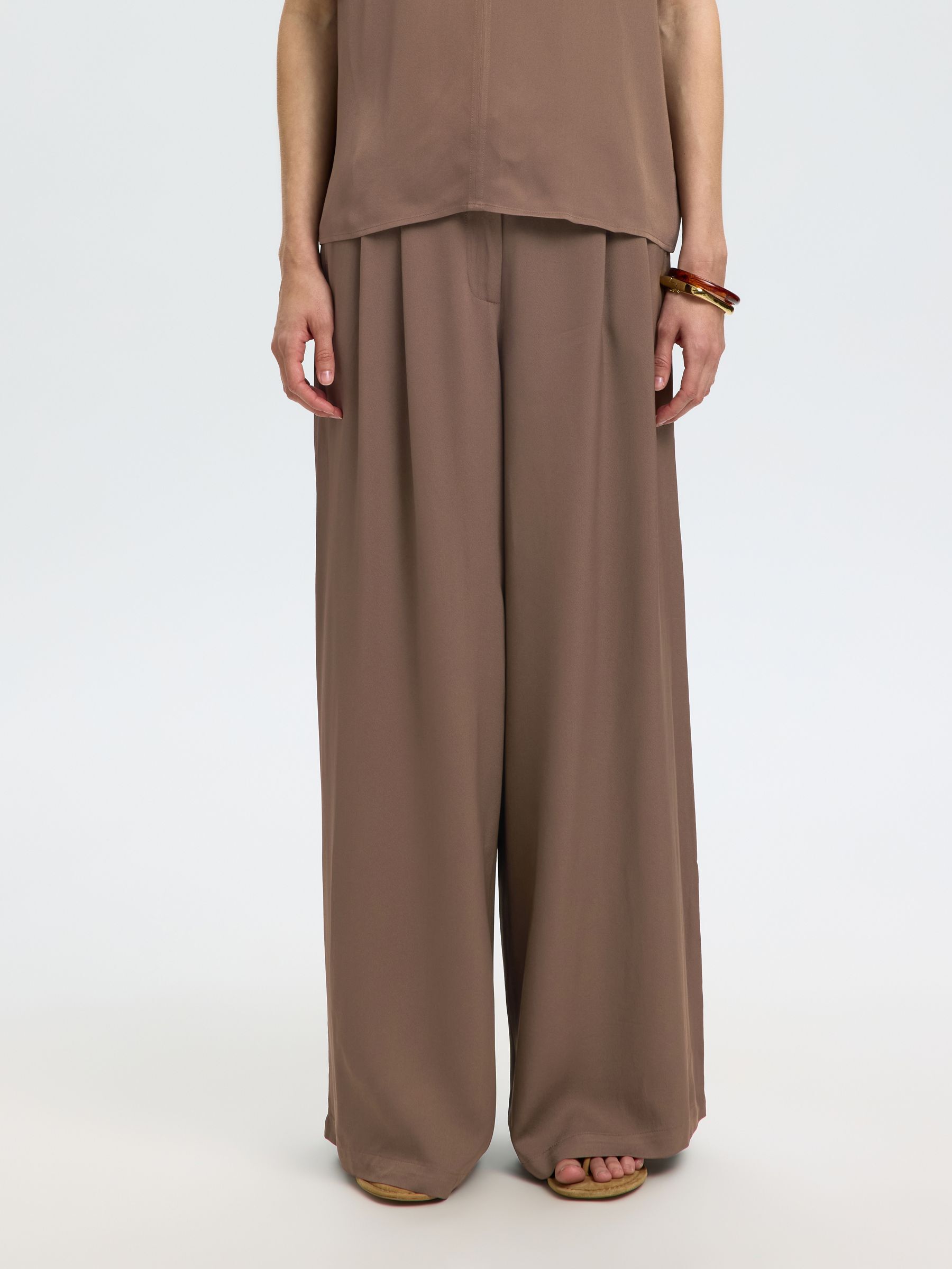 VISKOSE WIDE LEG HOSE, Chocolate Chip, highres