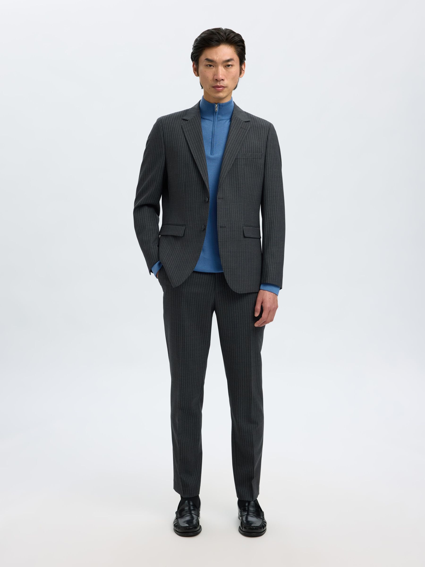 100% MERINO WOOL HALF-ZIP JUMPER, True Navy, highres