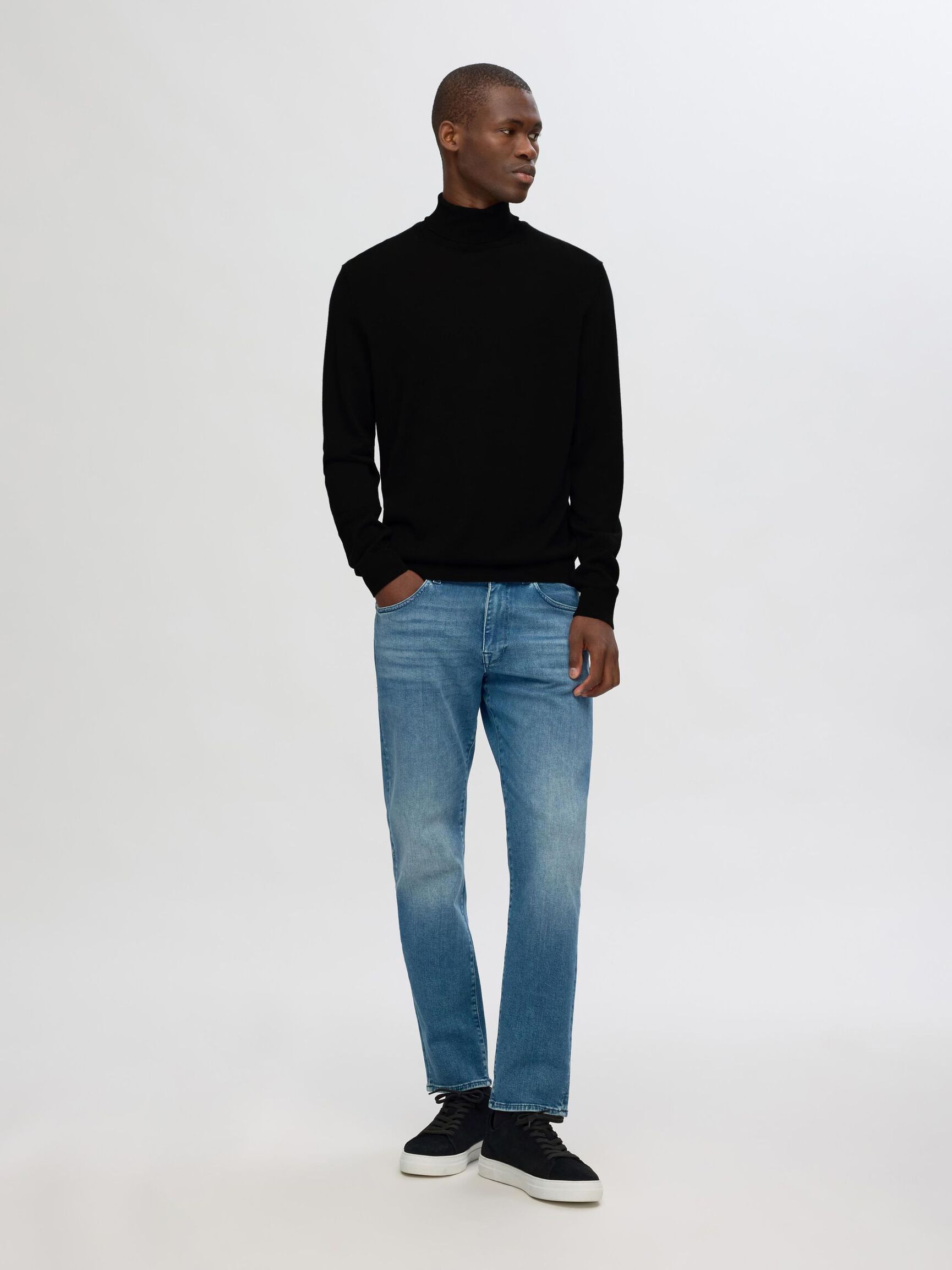 100 % LAINE MÉRINOS COL ROULÉ, Black, highres