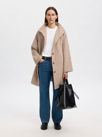 WOOL BLEND COAT, Sandshell, highres
