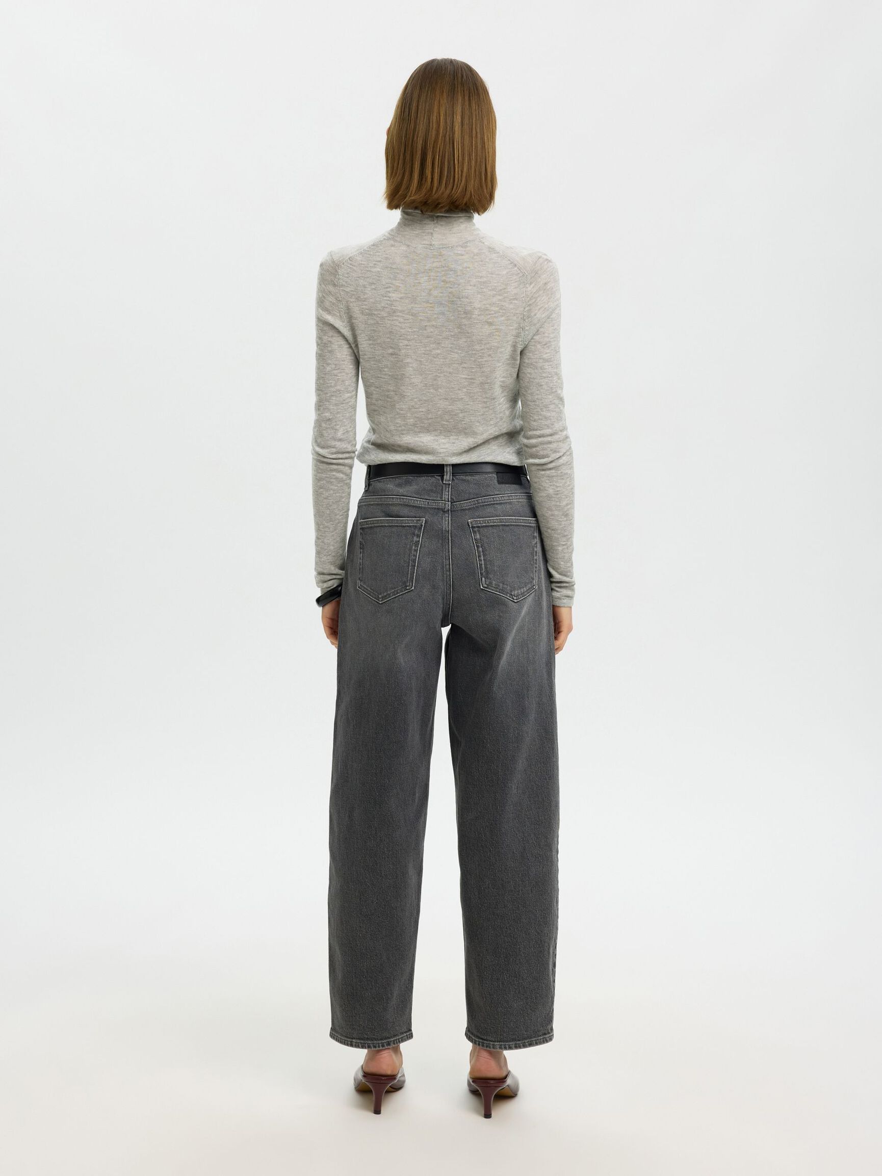 MERINO WOOL TURTLENECK, Light Grey Melange, highres