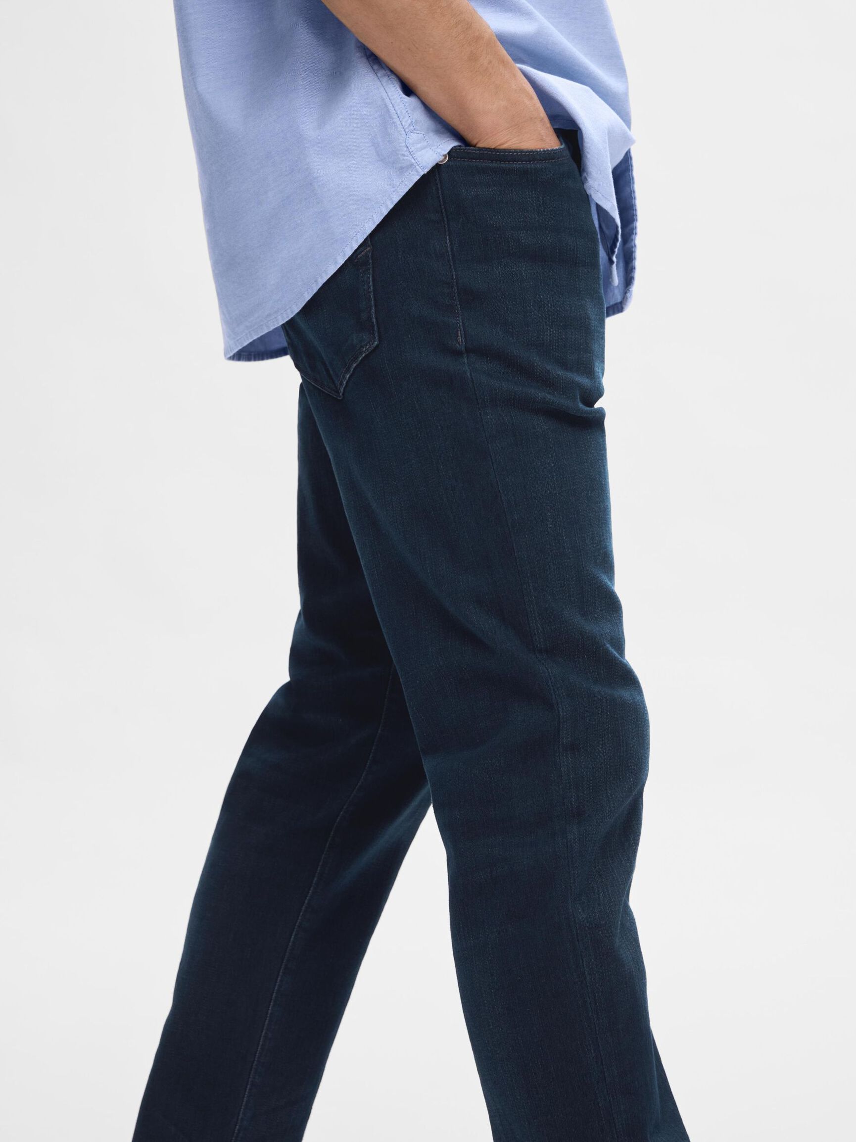 DARK WASH STRAIGHT FIT JEANS, Blue Black Denim, highres