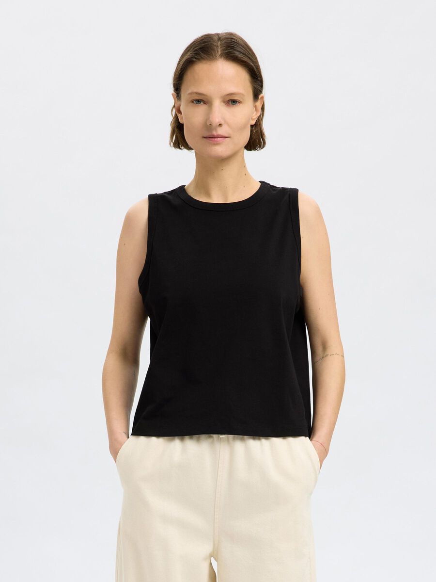 Selected 100% COTTON TANK TOP, Black, highres - 16096484_Black_003.jpg