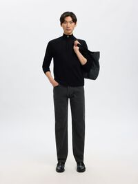 196 STRAIGHT FIT JEANS, Black Denim, highres