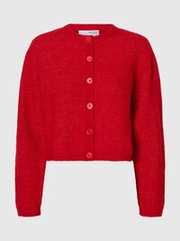 WOOL BLEND CARDIGAN, Equestrian Red, highres
