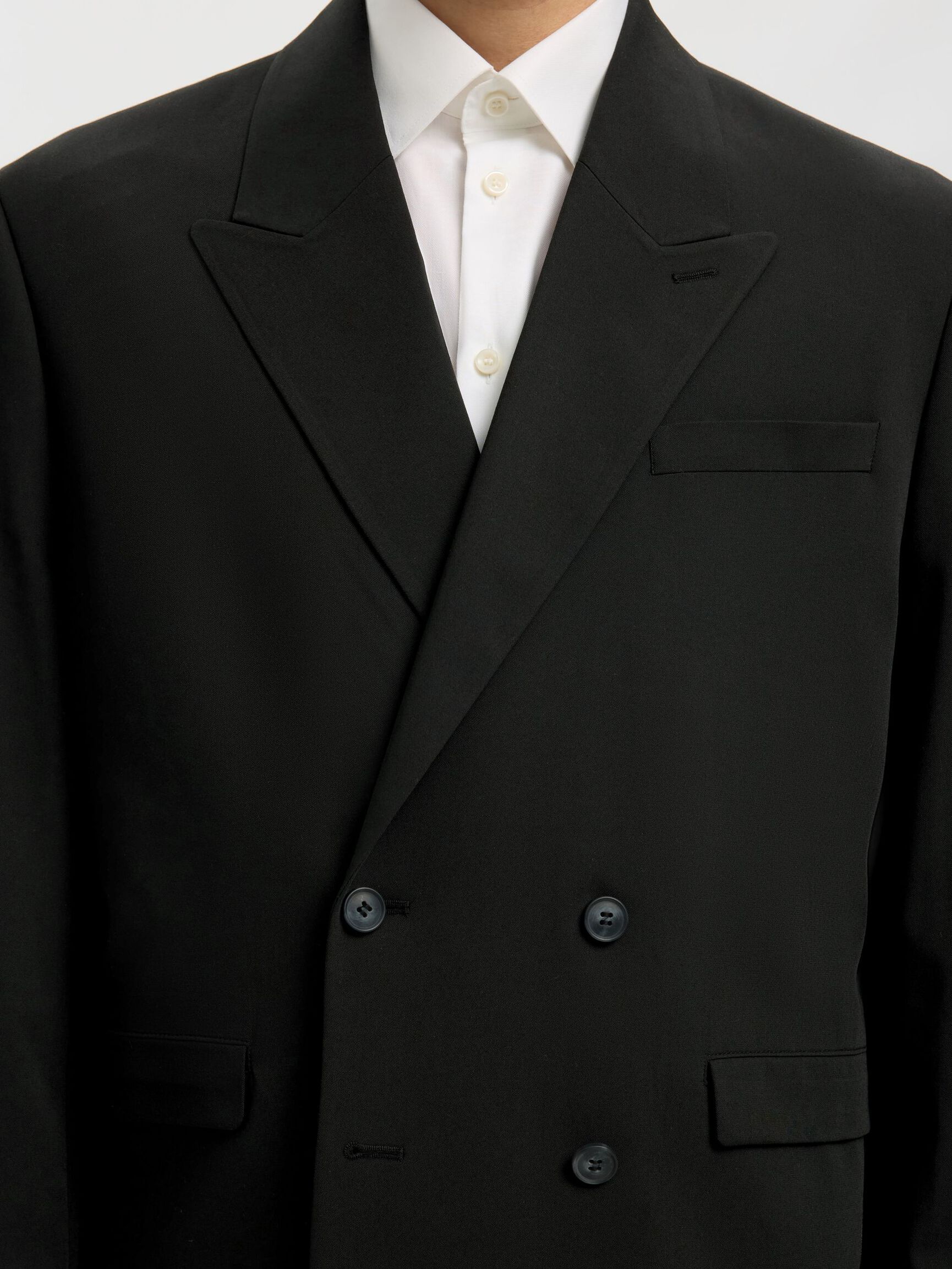 RELAXED FIT DOUBLE-BREASTED BLAZER, Black, highres