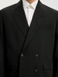 RELAXED FIT DOUBLE-BREASTED BLAZER, Black, highres