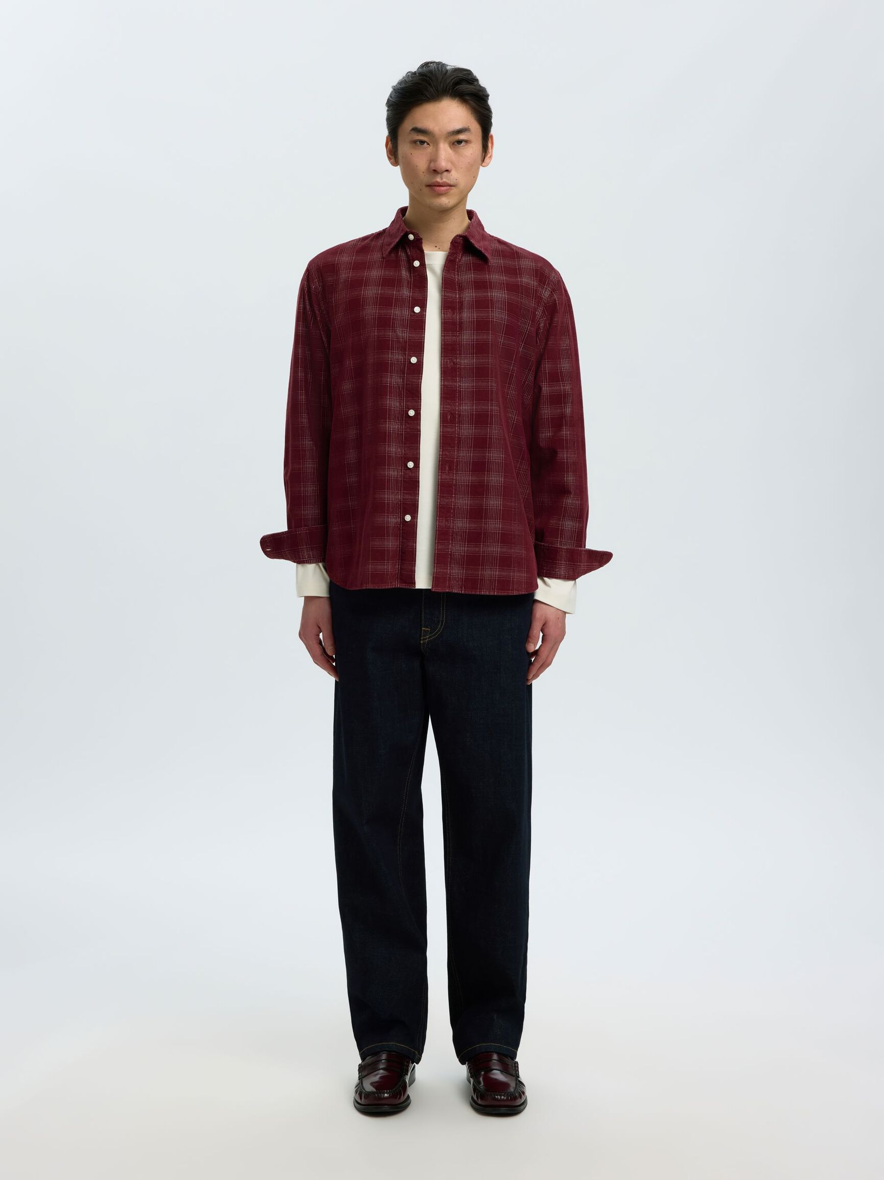 CHECKED CORDUROY SHIRT, Tawny Port, highres