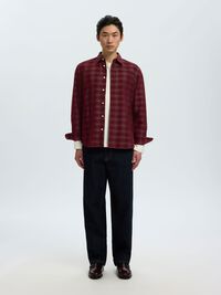 CHECKED CORDUROY SHIRT, Tawny Port, highres