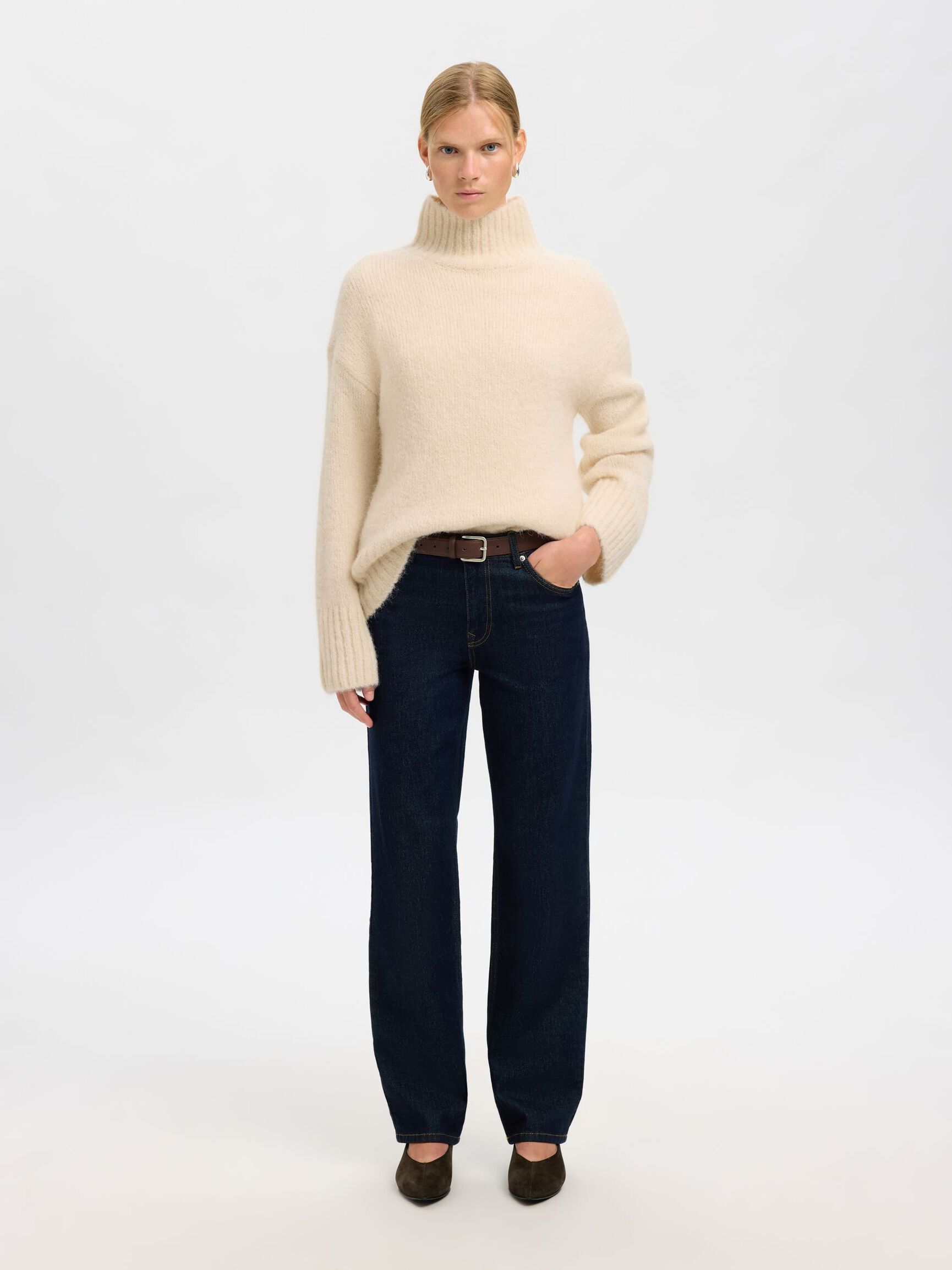 WOLLMIX PULLOVER MIT HOHEM KRAGEN, Birch, highres