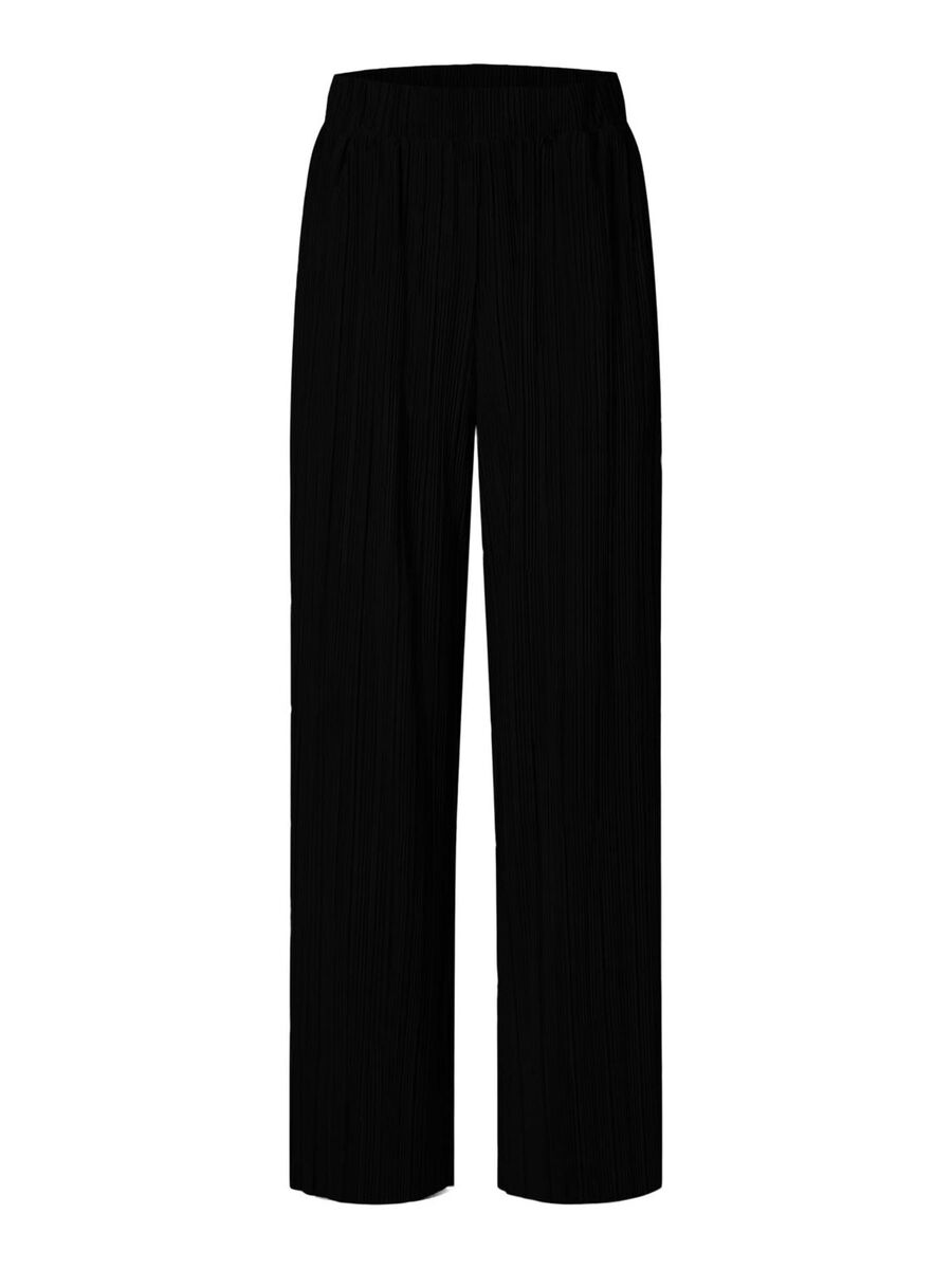 Selected HIGH WAIST PLISSEE HOSE, Black, highres - 16095435_Black_001.jpg