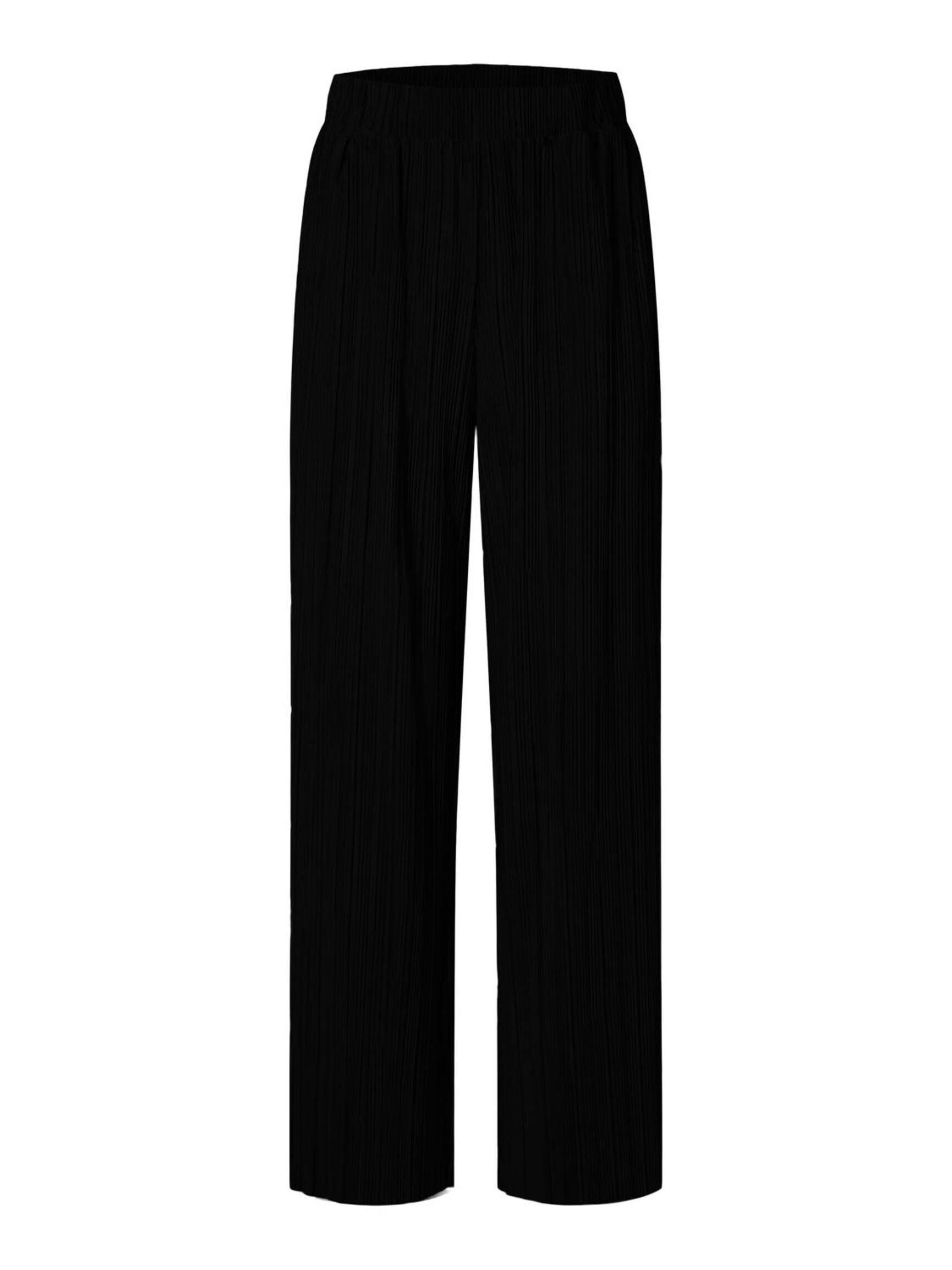 HIGH WAISTED PLISSE TROUSERS, Black, highres