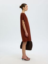 COTTON SHORT SLEEVED MINI DRESS, Cherry Mahogany, highres