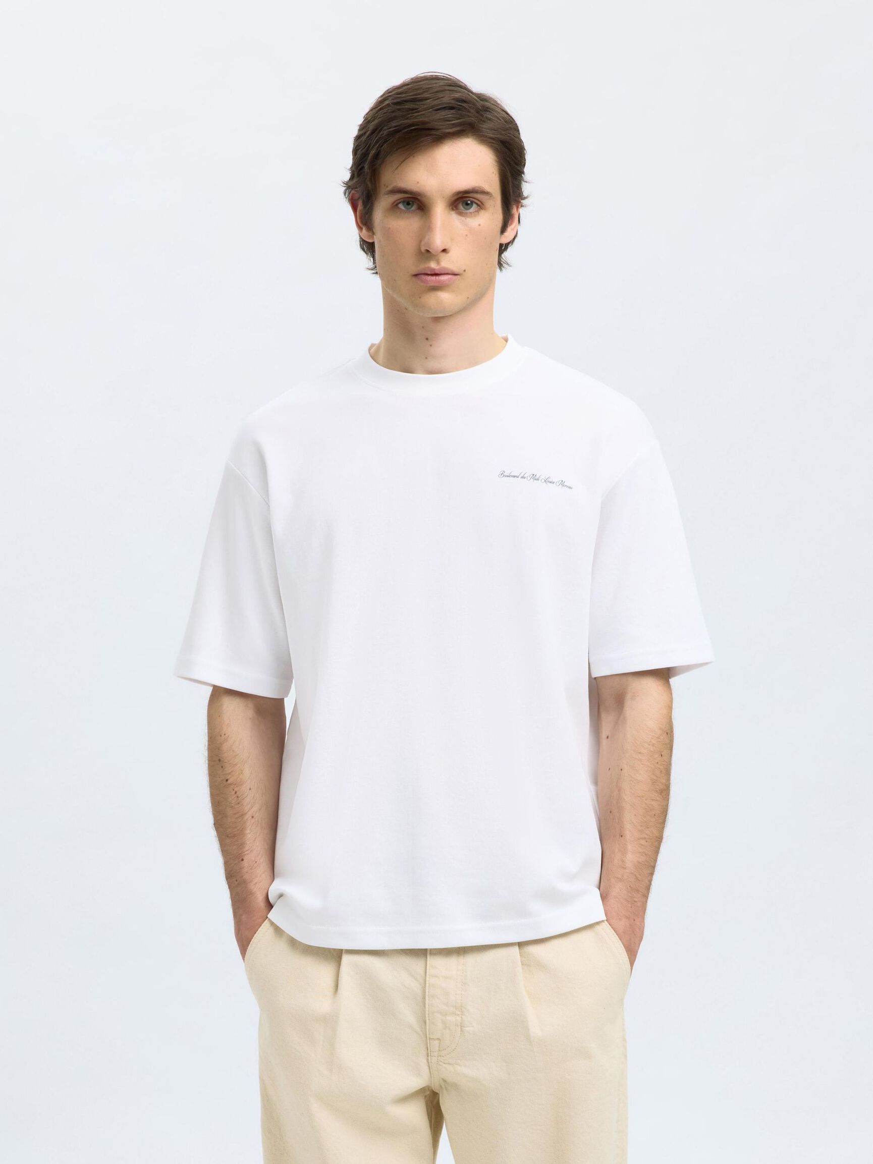 LOOSE FIT PRINTED T-SHIRT, Bright White, highres