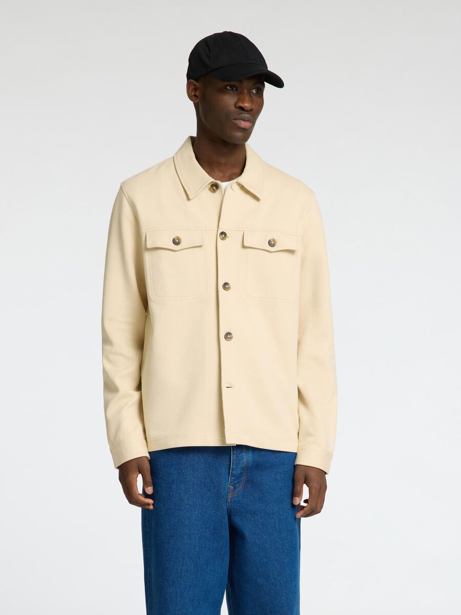 Selected REGULAR FIT OVERSHIRT, Fog, highres - 16098110_Fog_003.jpg