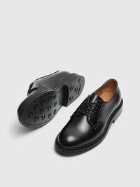 LEDER BLÜCHER-SCHUHE, Black, highres