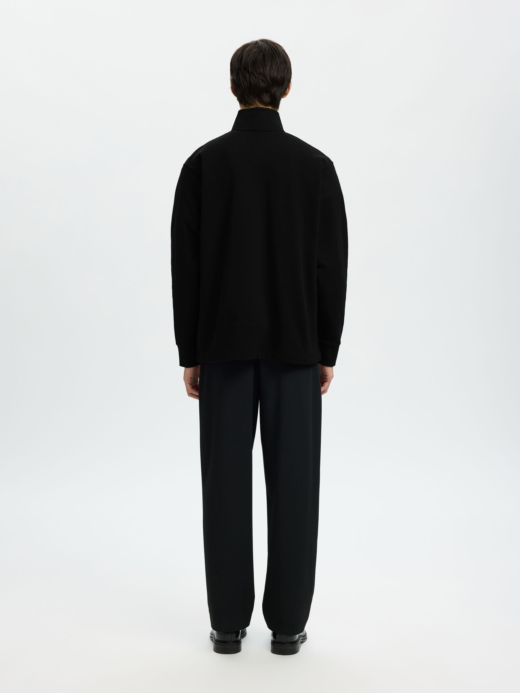 HALF ZIP SWEATSHIRT, Black, highres