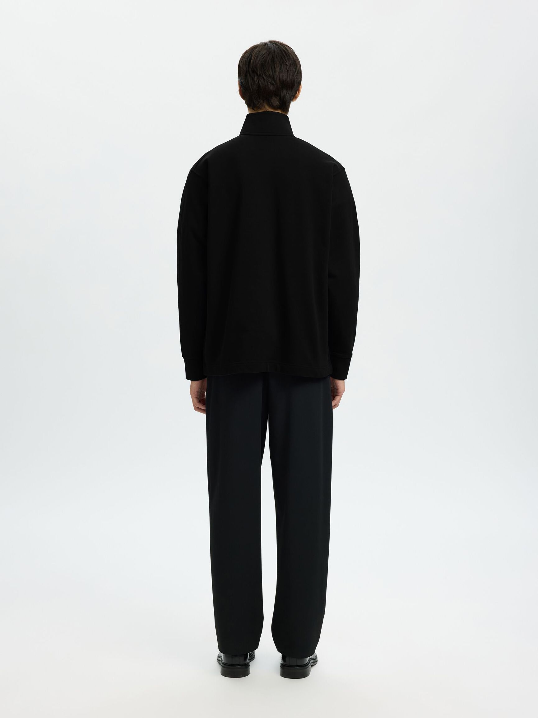 HALF ZIP SWEATSHIRT, Black, highres