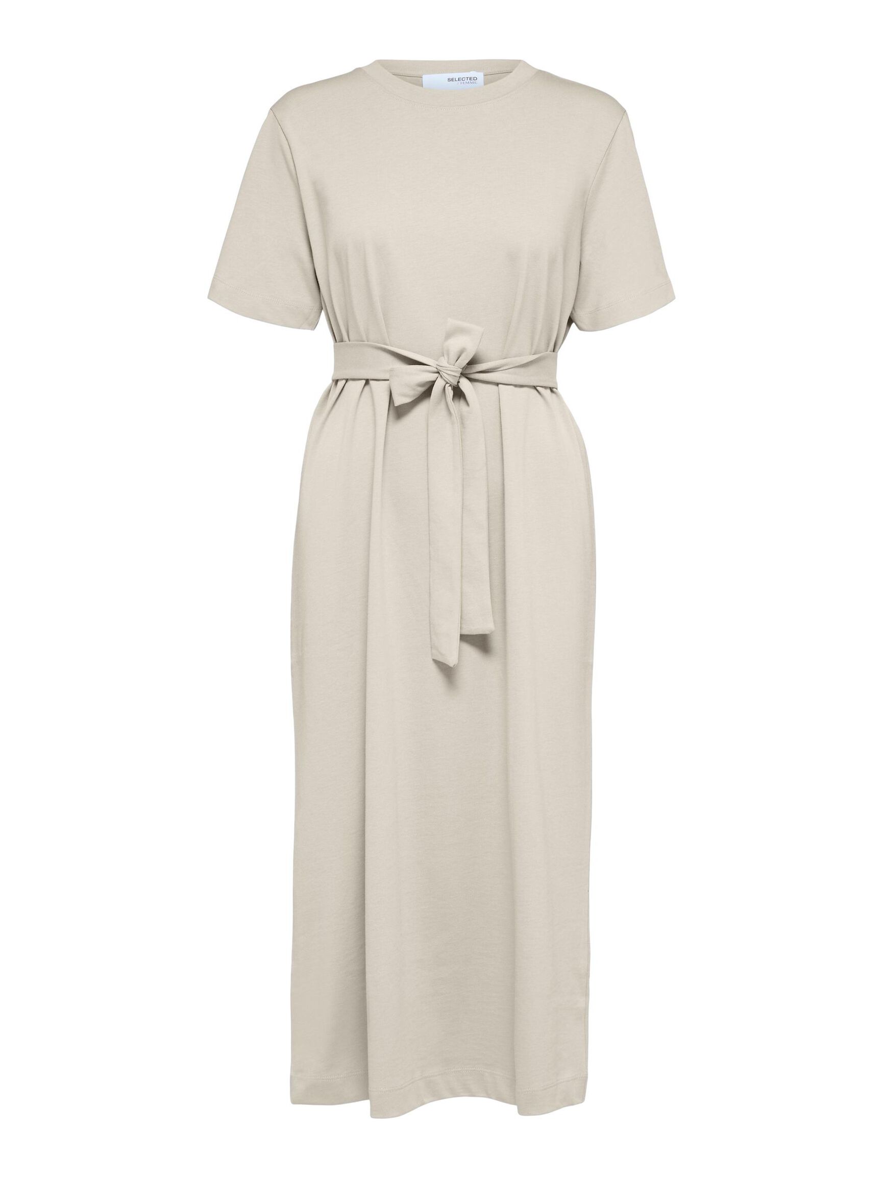 SHORT SLEEVED MIDI DRESS, Birch, highres