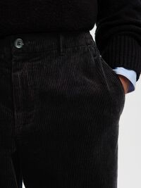 CORDUROY REGULAR FIT TROUSERS, Black, highres