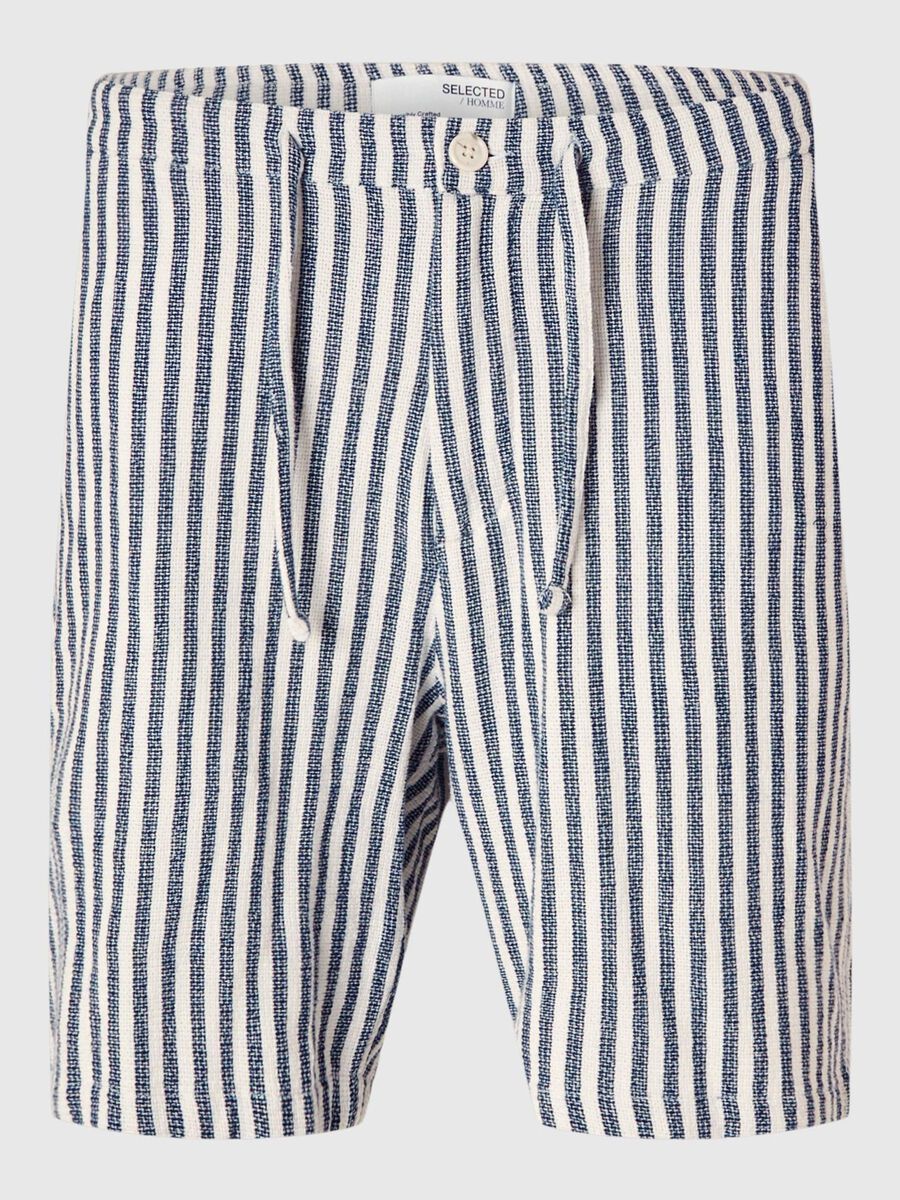 Selected GESTREEPT KATOEN SHORTS, Dark Sapphire, highres - 16091289_DarkSapphire_1056027_001.jpg
