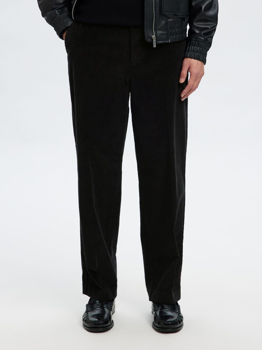 Product tile image - 220 LOOSE FIT CORDUROY TROUSERS, Black | 16098629_Black