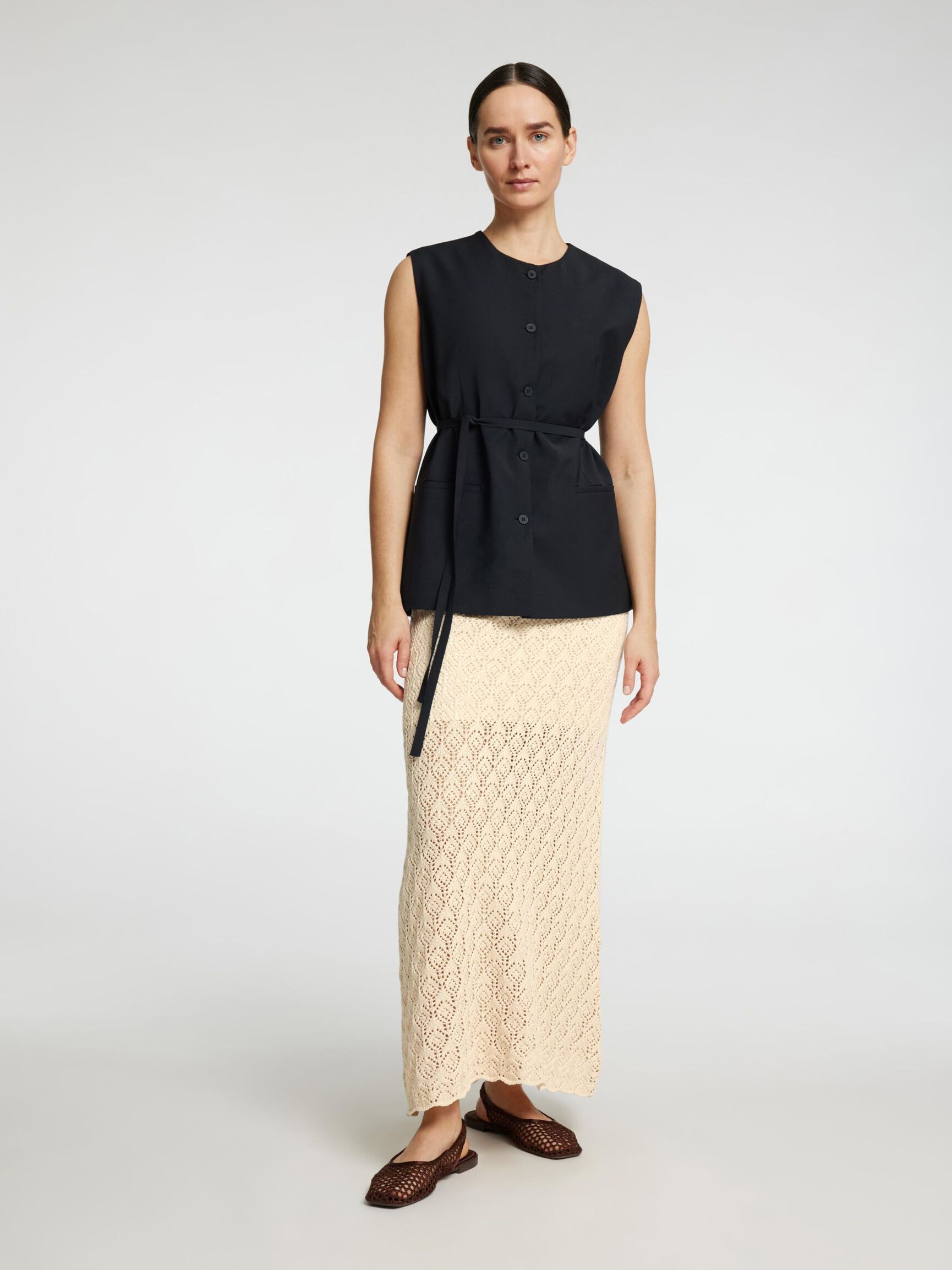 KNITTED  MAXI SKIRT, Birch, highres