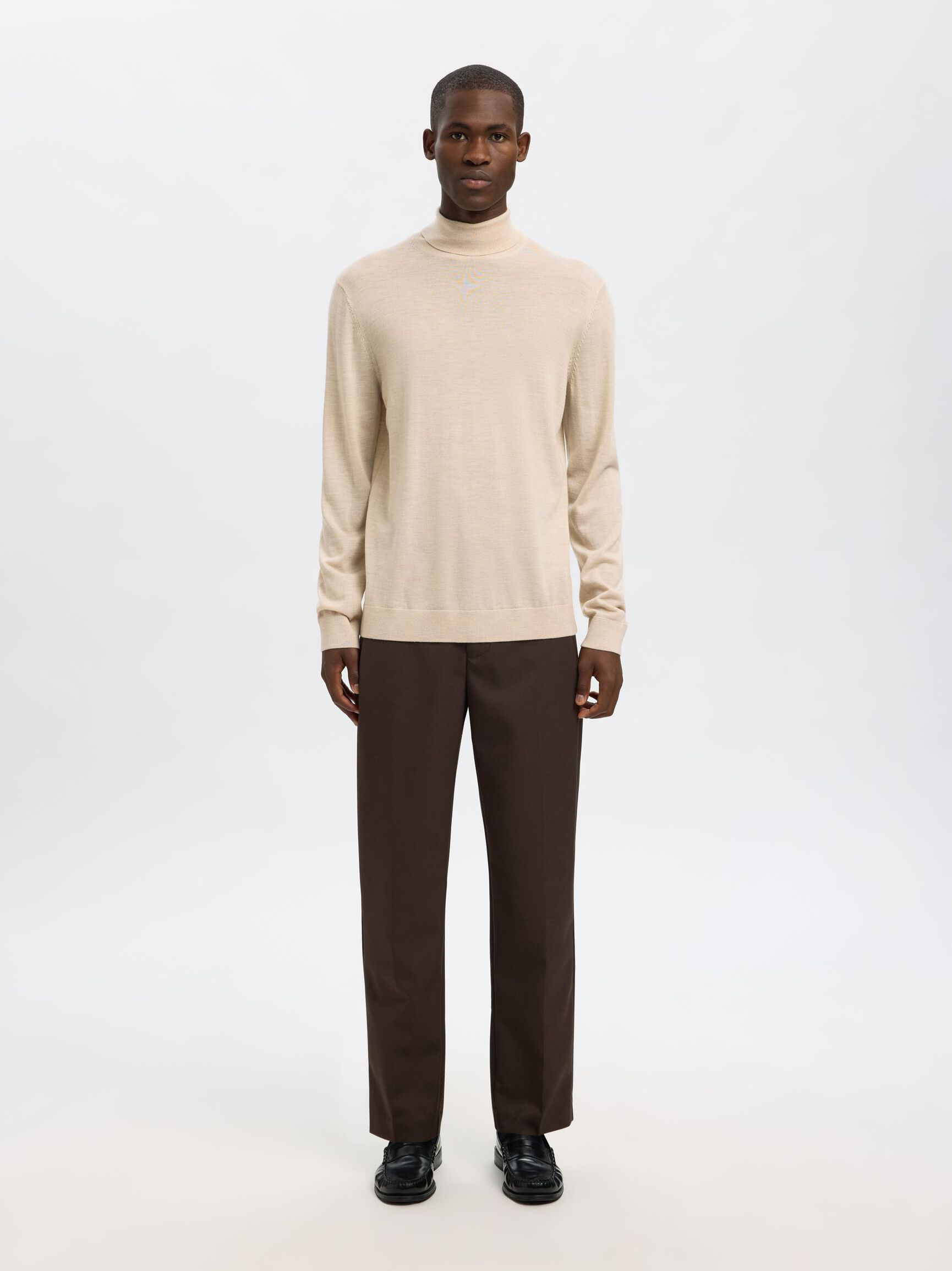 100% MERINO WOOL TURTLENECK, Oatmeal, highres