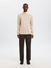 100% MERINO WOOL TURTLENECK, Oatmeal, highres