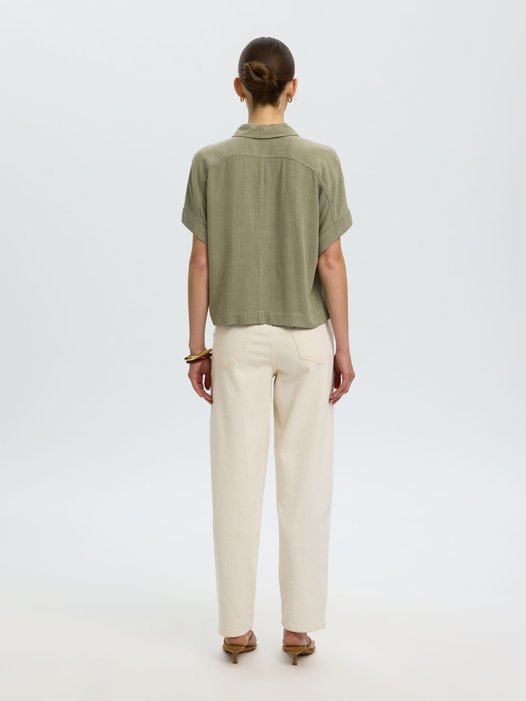 CROPPED SHORT SLEEVED SHIRT, Vetiver, highres