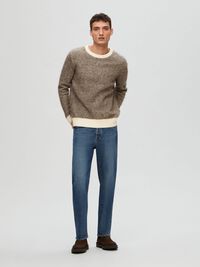 LONG-SLEEVED KNITTED JUMPER, Chocolate Torte, highres