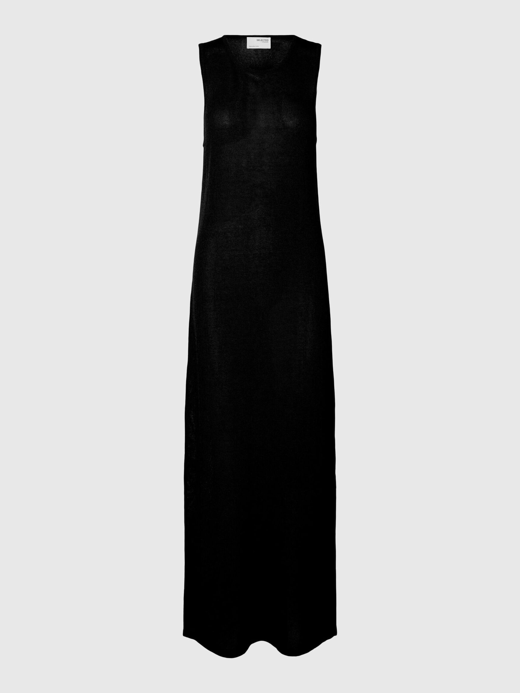 VISCOSE BLEND KNITTED MAXI DRESS, Black, highres