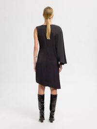 ASYMMETRIC VISCOSE ONE-SHOULDER DRESS, Black, highres