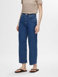 CROPPED STRAIGHT FIT JEANS, Medium Blue Denim, highres