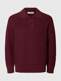 RIBBET STRIKKET POLOSKJORTE, Tawny Port, highres