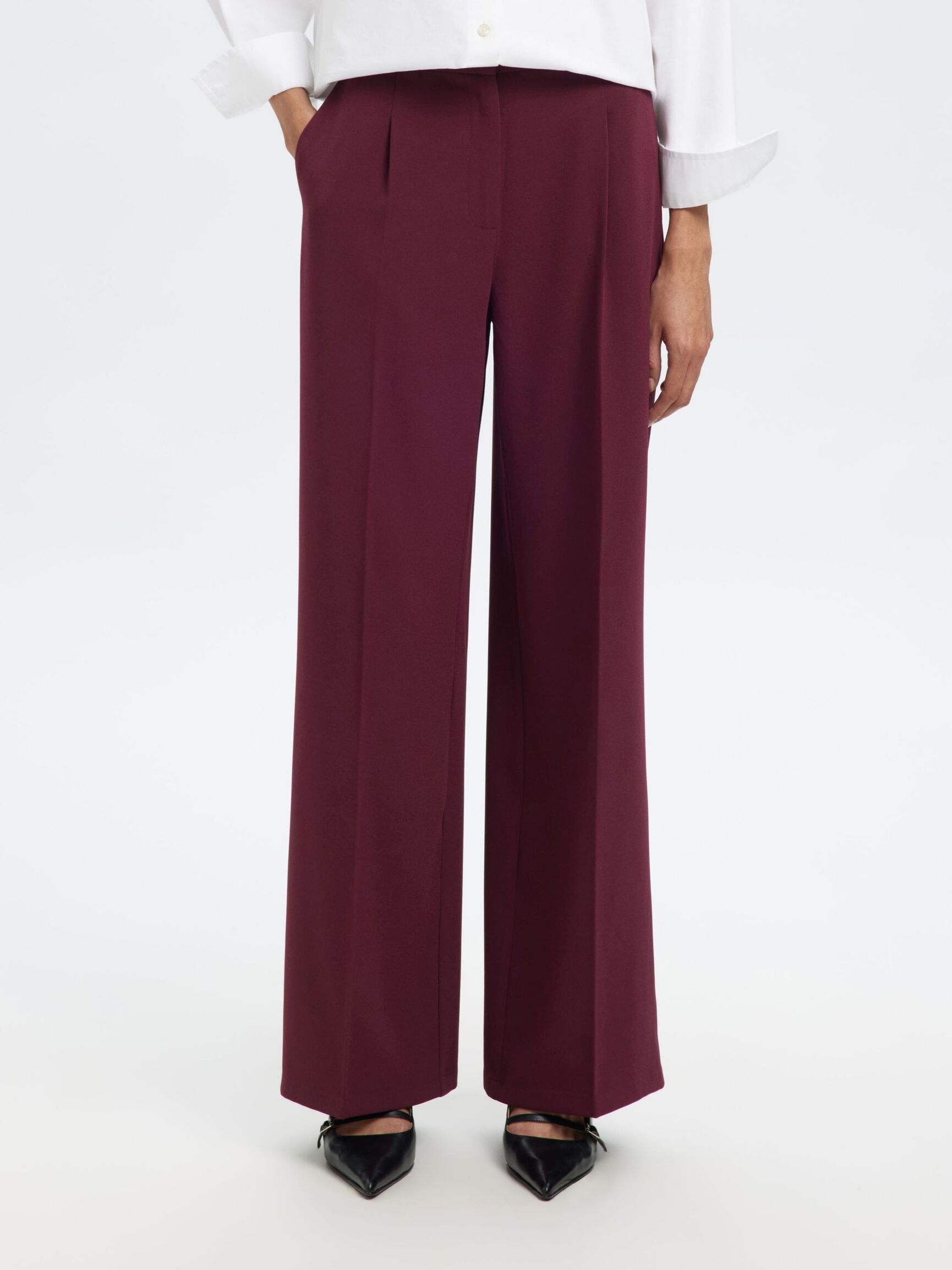 GEWEVEN WIDE LEG BROEK, Fig, highres