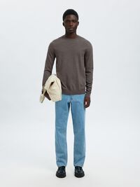 LONG-SLEEVED KNITTED JUMPER, Morel, highres