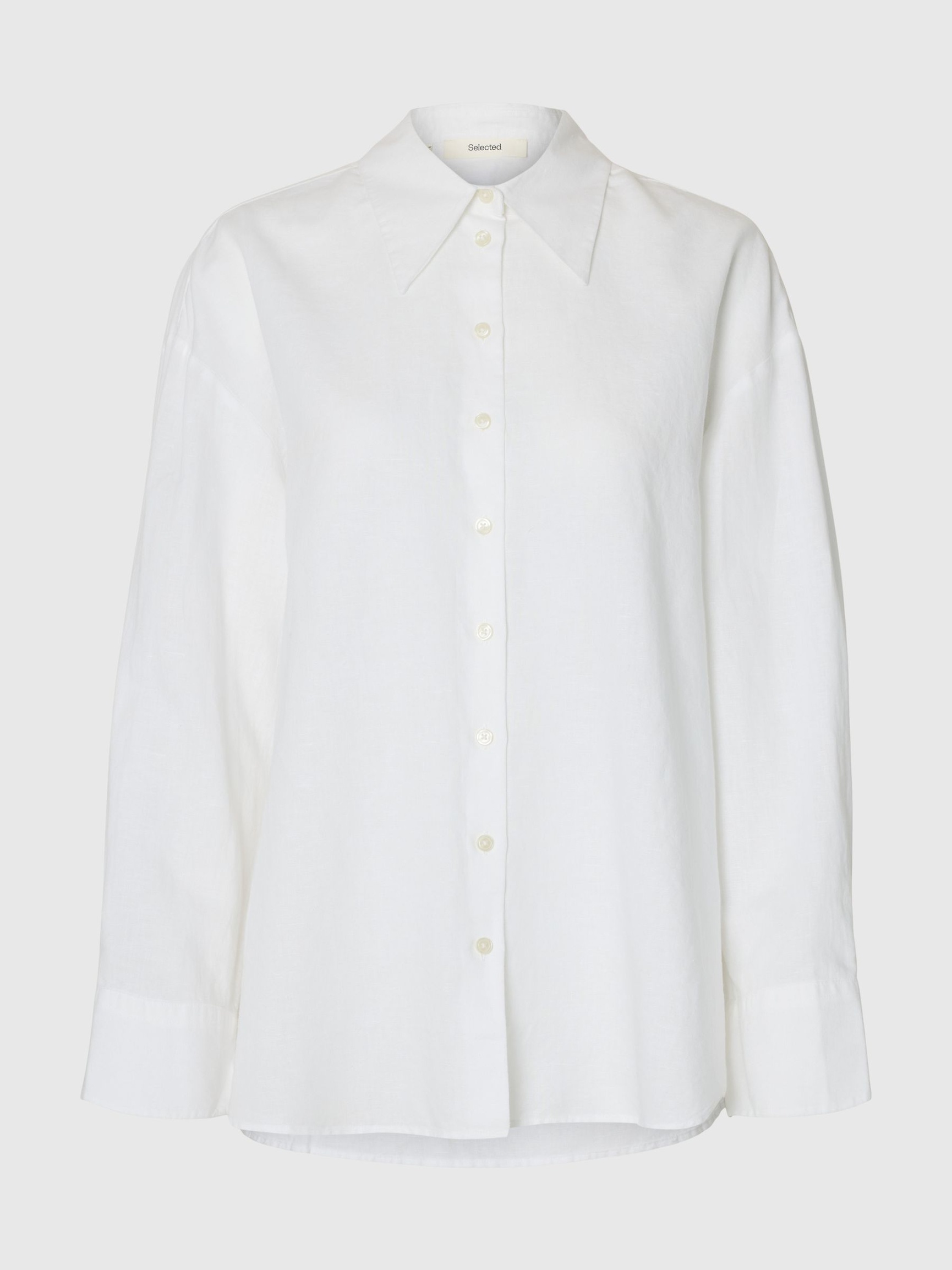 OVERSIZED LINEN-BLEND SHIRT, Bright White, highres