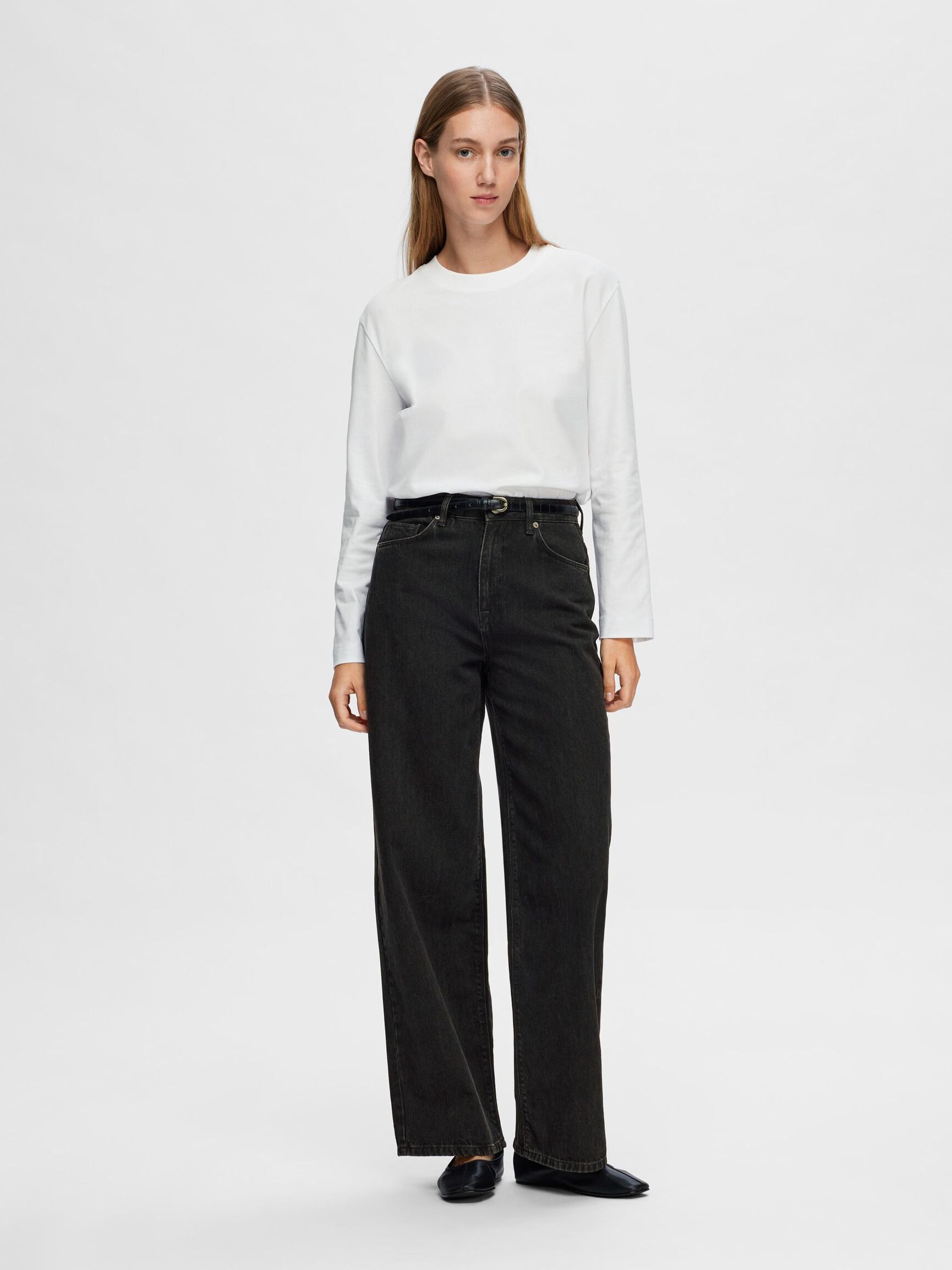 LONG-SLEEVED BOXY T-SHIRT, Bright White, highres