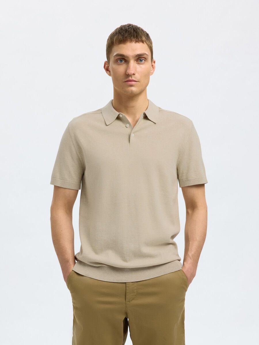 Selected GESTRICKTES POLO SHIRT, Oatmeal, highres - 16092437_Oatmeal_1078017_003.jpg