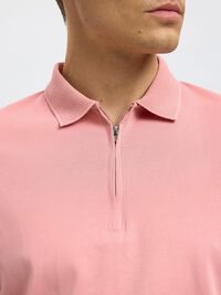 ZIPPER POLO SHIRT, Rose Tan, highres