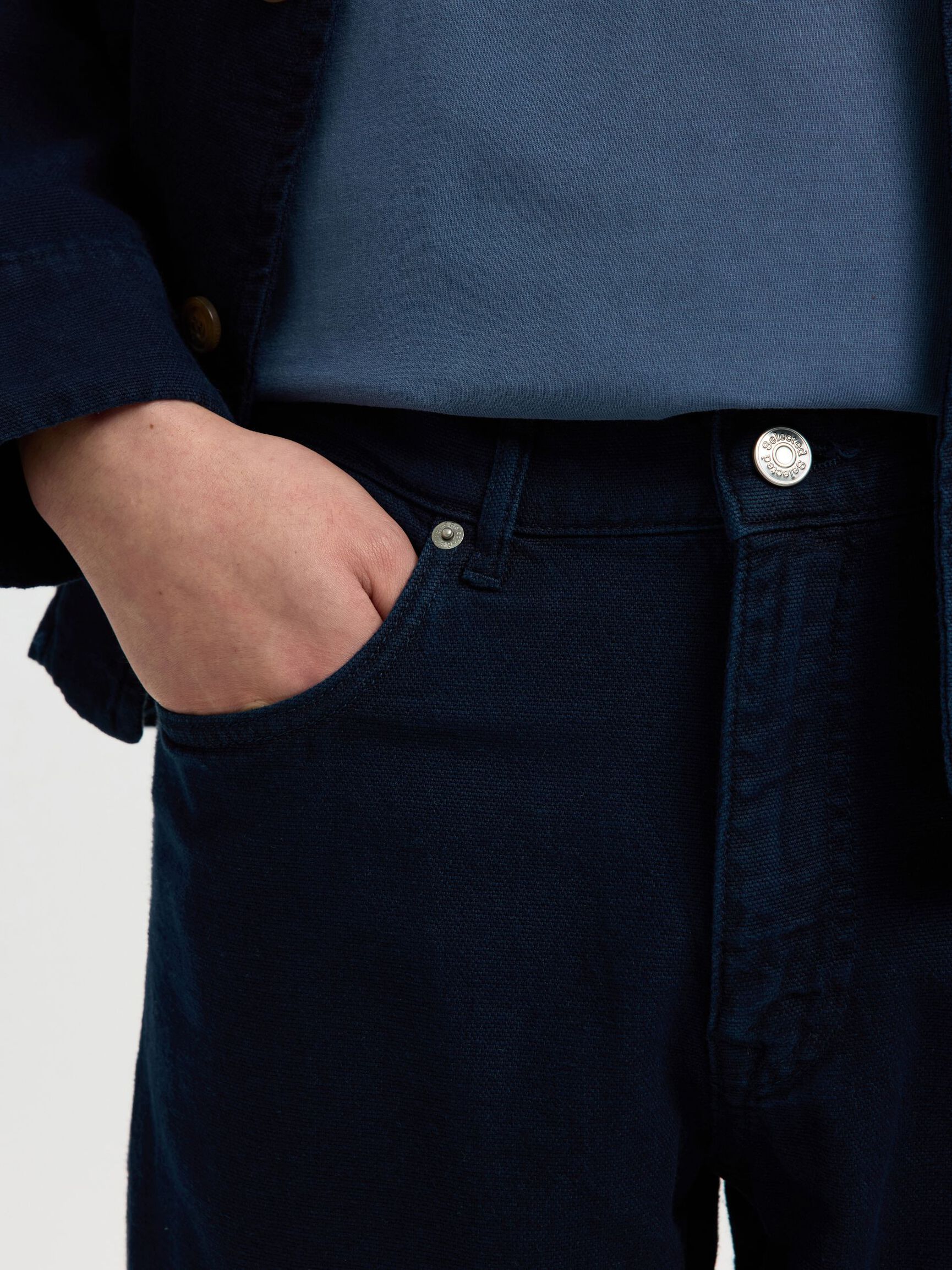 TAPERED FIT JEANS, Dark Blue Denim, highres